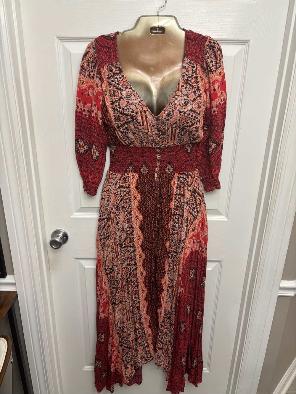 Free People Red Paisley Maxi Dress